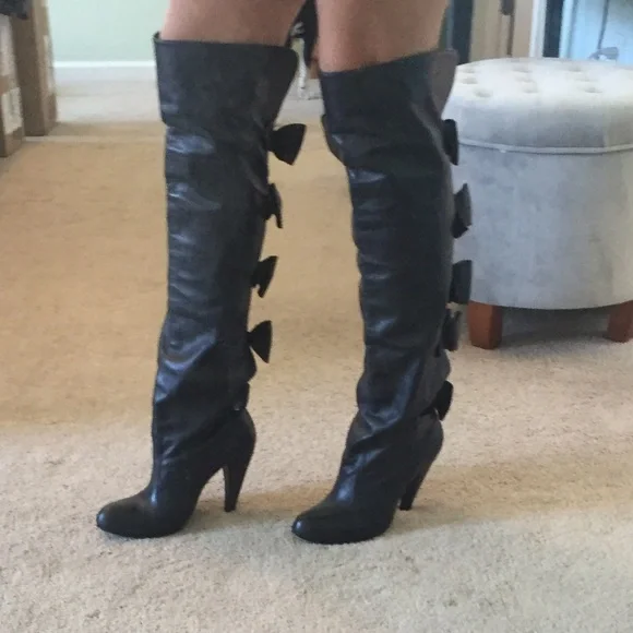 PLOMO Italian Leather Over the Knee Boots - Picture 2 of 5